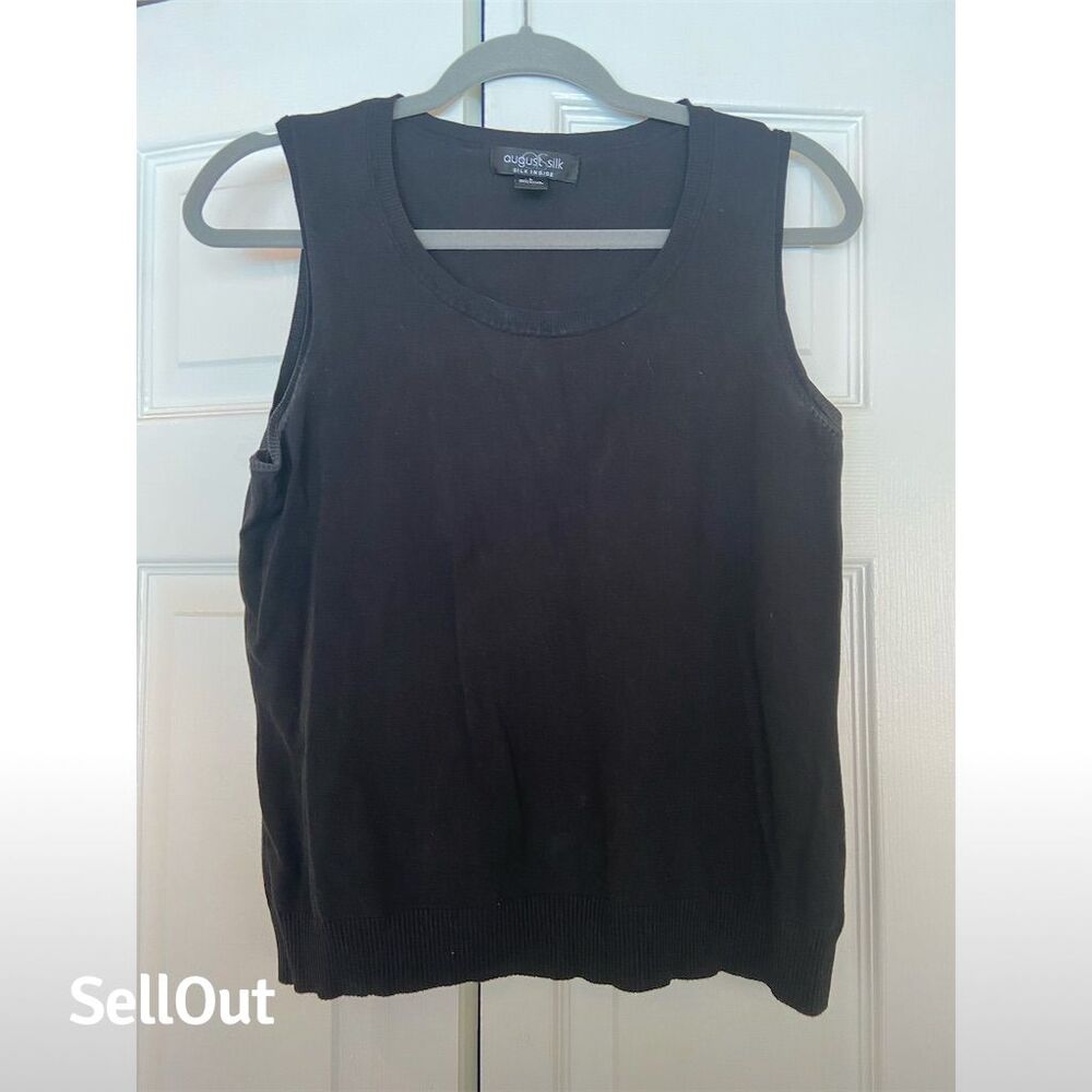 Women's Black Sleeveless Scoop Neck Tank Top Size L Casual